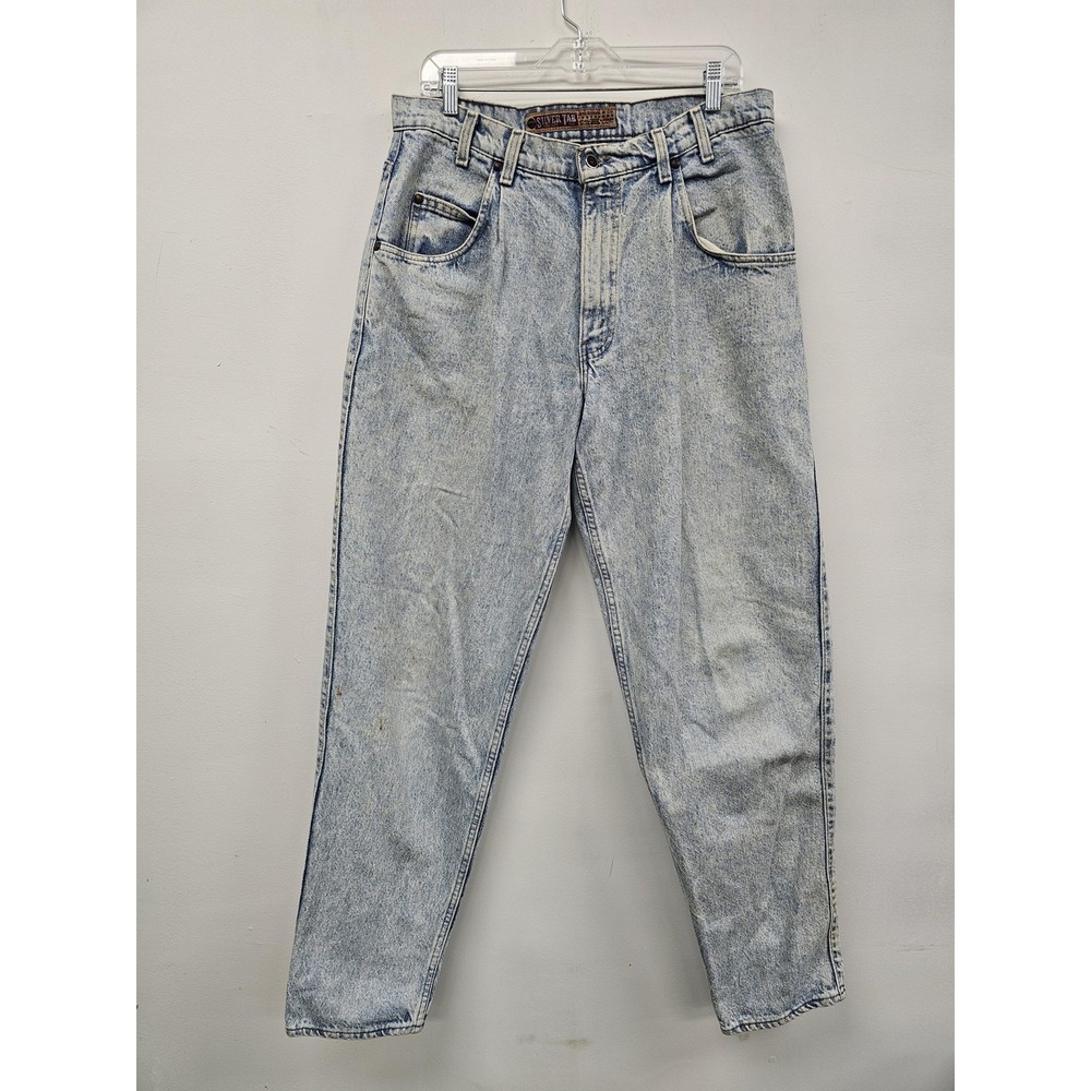 Vintage‎ Levis SilverTab Jeans Mens Large Acid Light Wash Baggy Tapered 90s